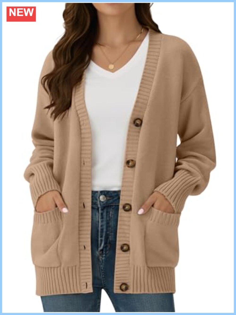 Cotton Blend Cardigan Button Open Front Knit Sweater Fall Layer